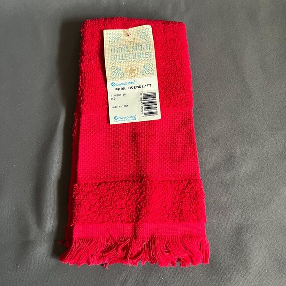 Charles Craft Other - 14 Count Cross Stitch Border Hand Towel Park Avenue Red 100% Cotton Charles Craf